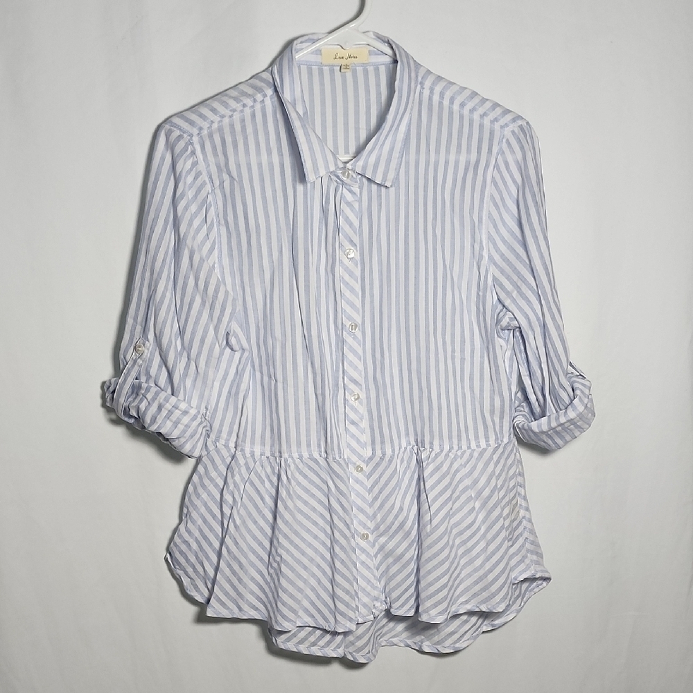 Blue and White Striped Button-Down Shirt